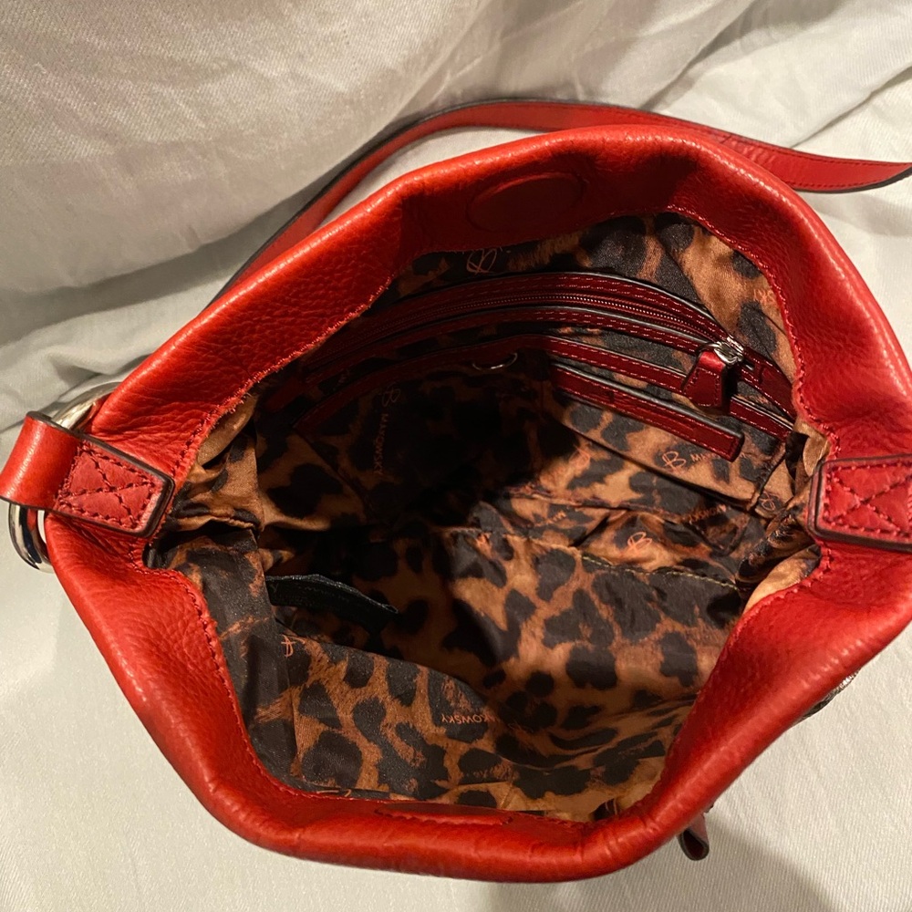 B. Makowsky Red Leather Shoulder/Crossbody Bag - Picture 6 of 13